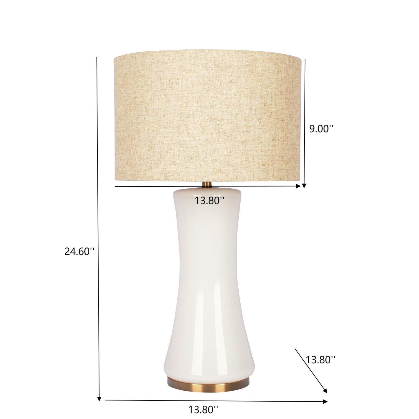 Cascade Glass Lamp Golden Base Off White Table