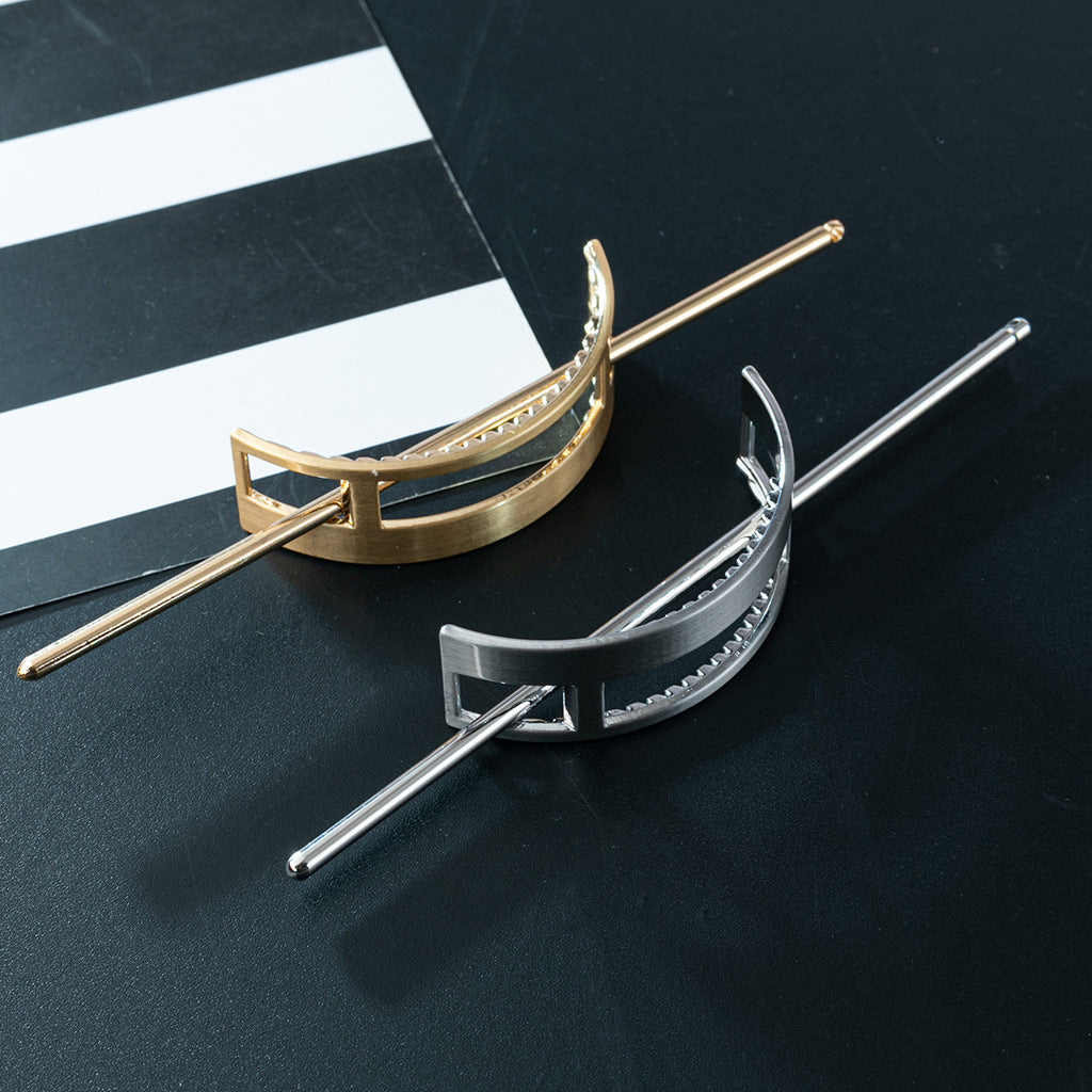 Rectangular Zinc Alloy Hairpin - Brushed Finish, Simple Hair Accessory