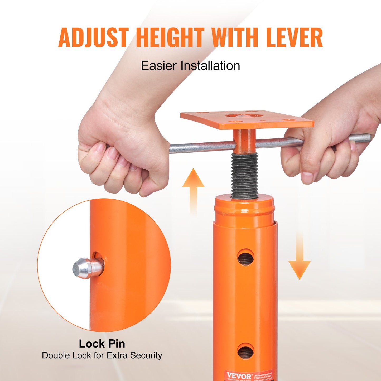 Heavy-Duty Adjustable Floor Jack Post for House Leveling 19-36 Inches - Red