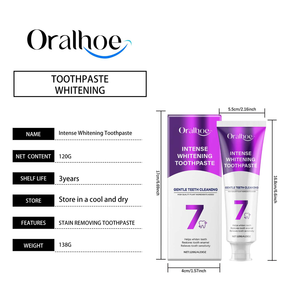 Whitening Toothpaste Stain Remover 120g