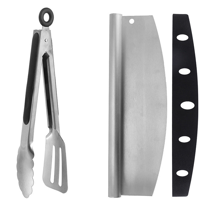 Multifunctional Aluminum Pizza Shovel & Cutter Set - Stainless Steel