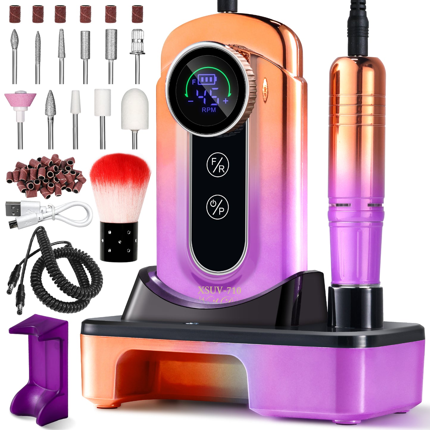 Portable Electric Nail Drill 45000RPM - Rechargeable Professional E-File Kit