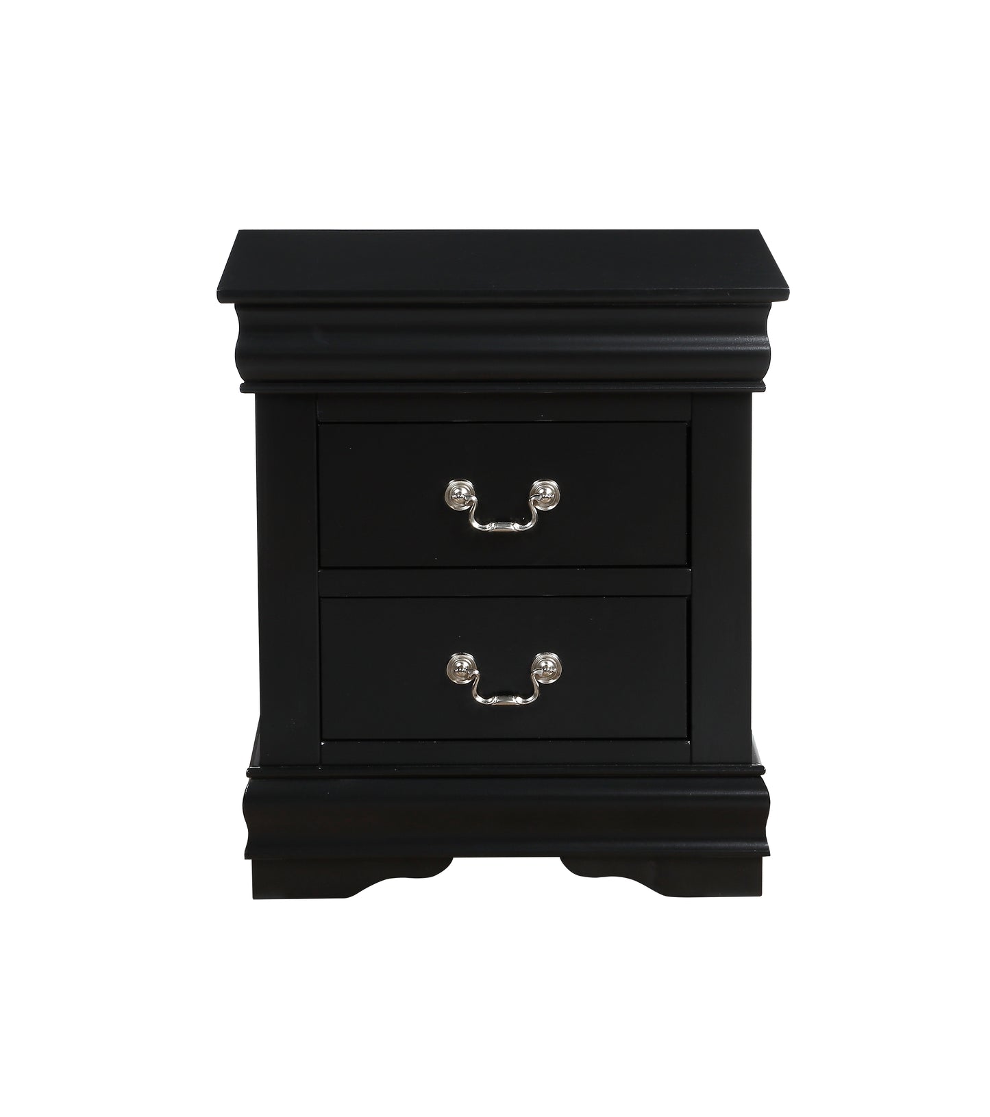 Black Finish Nightstand with Two Storage Drawers