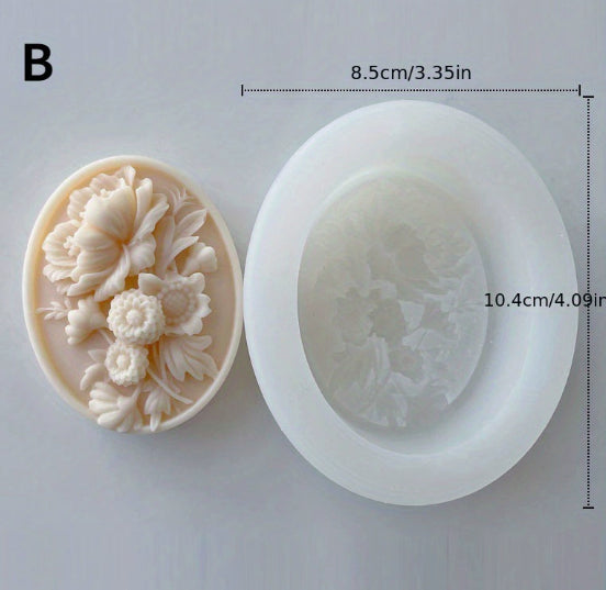 Embossed Floral Soap Mold - White, 8.5 x 10.4 cm, 1 Piece