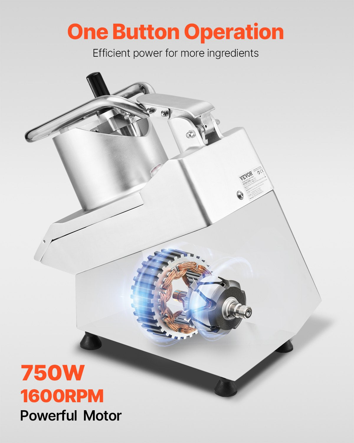 Food Processor Vegetable Chopper with 6 Blades - Stainless Steel Kitchen Appliance