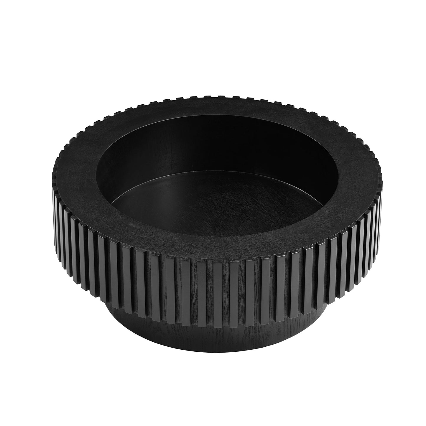 Nesting Round Wood Coffee Table with Storage - Matt Black