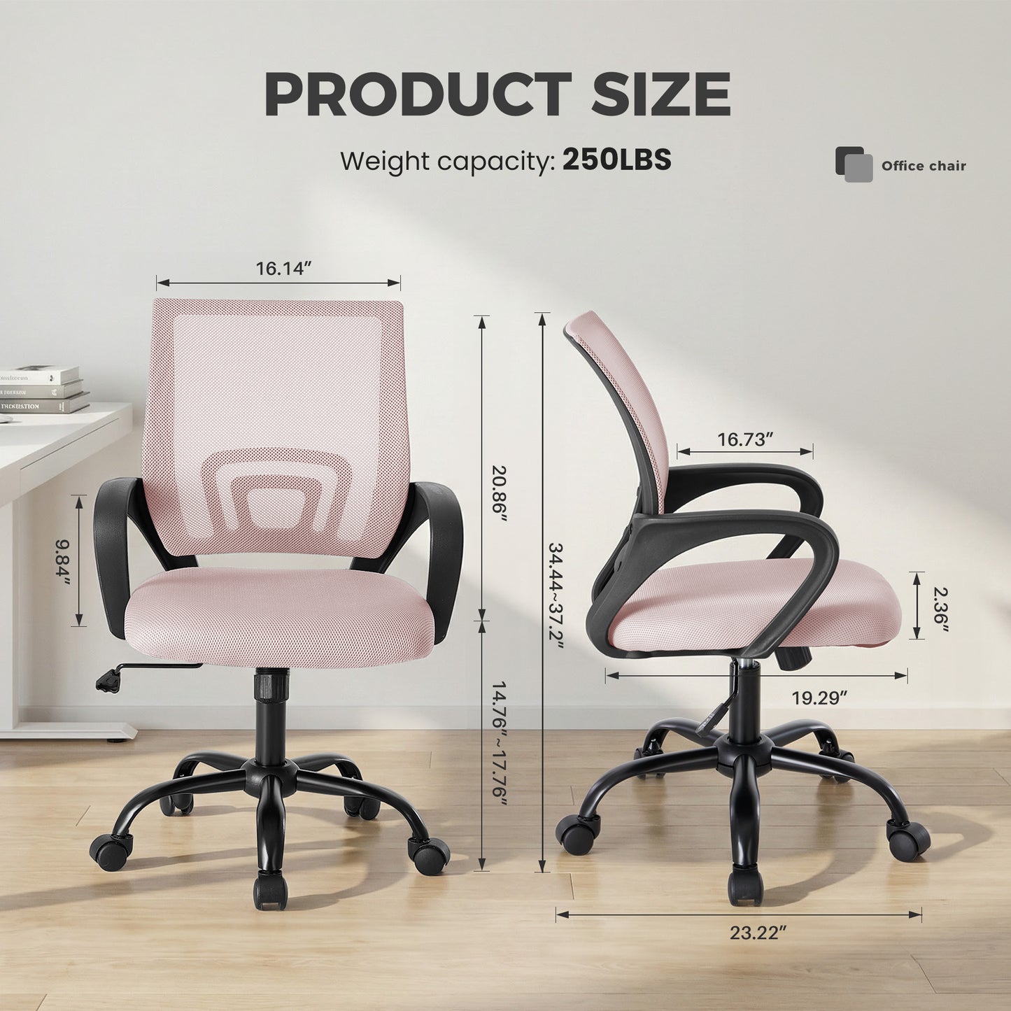 Ergonomic Office Desk Chair with Waist Support & Swivel Function