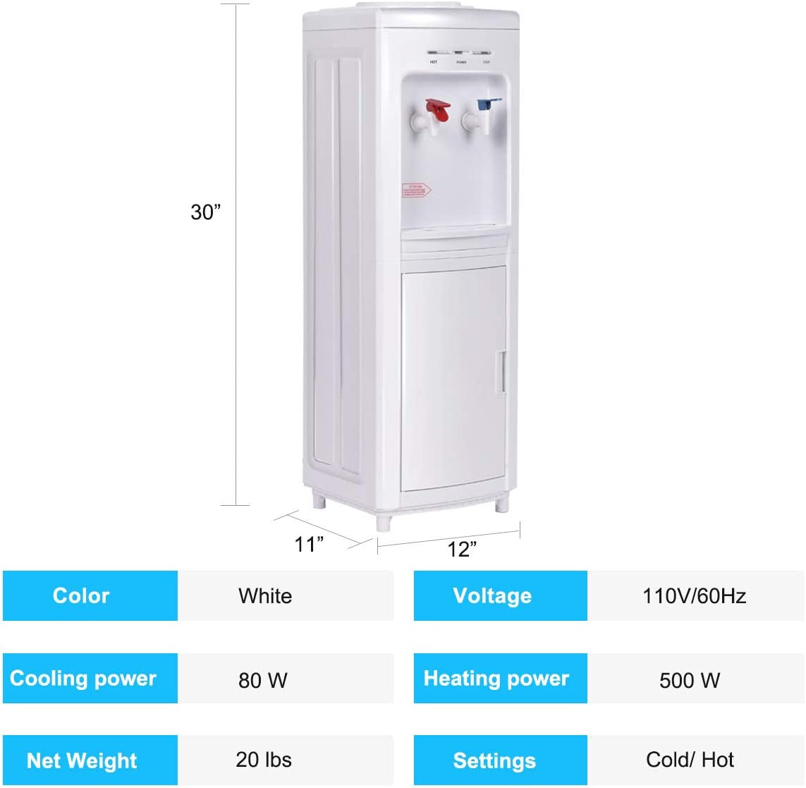 5 Gallon Hot and Cold Water Cooler Dispenser with Child Safety Lock