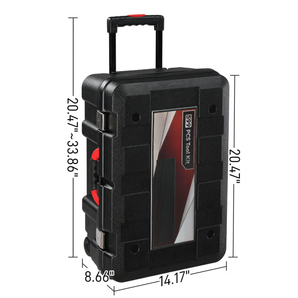 599-Piece Power Tool Set with 21V Cordless Drill and Rolling Toolbox