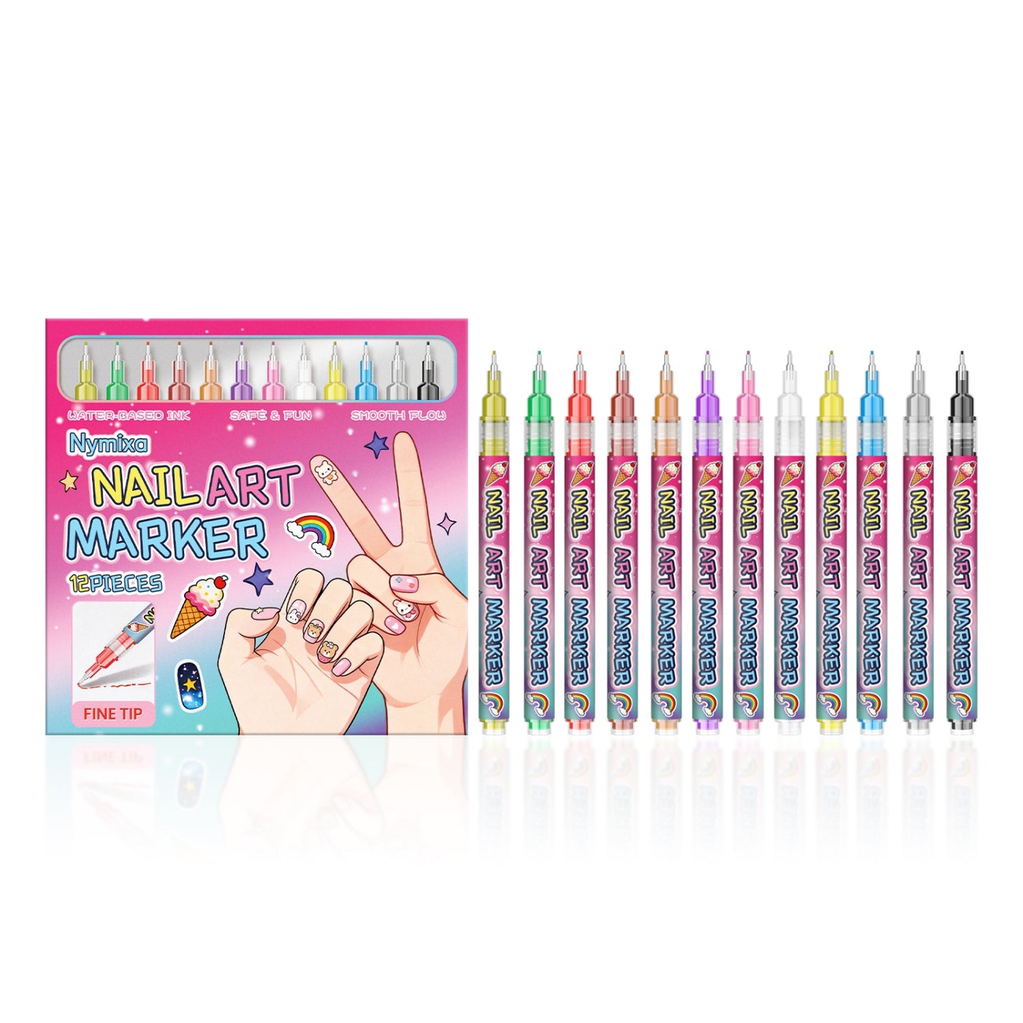 12-Piece Nail Art Marker Set for Manicure & Nail Design