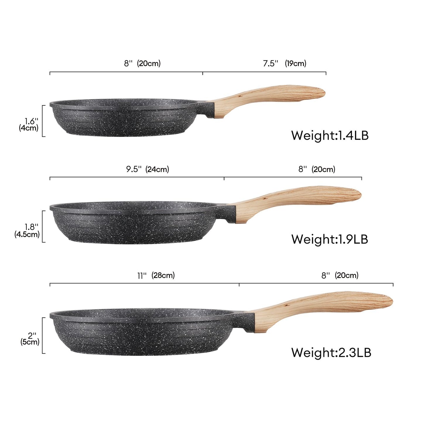 Nonstick Frying Pan with Stone Coating - Induction Skillet