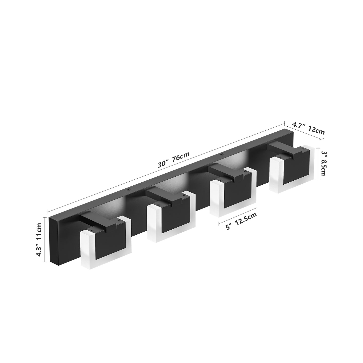 Modern Black LED Vanity Light Fixture - Up & Down Bathroom Lighting