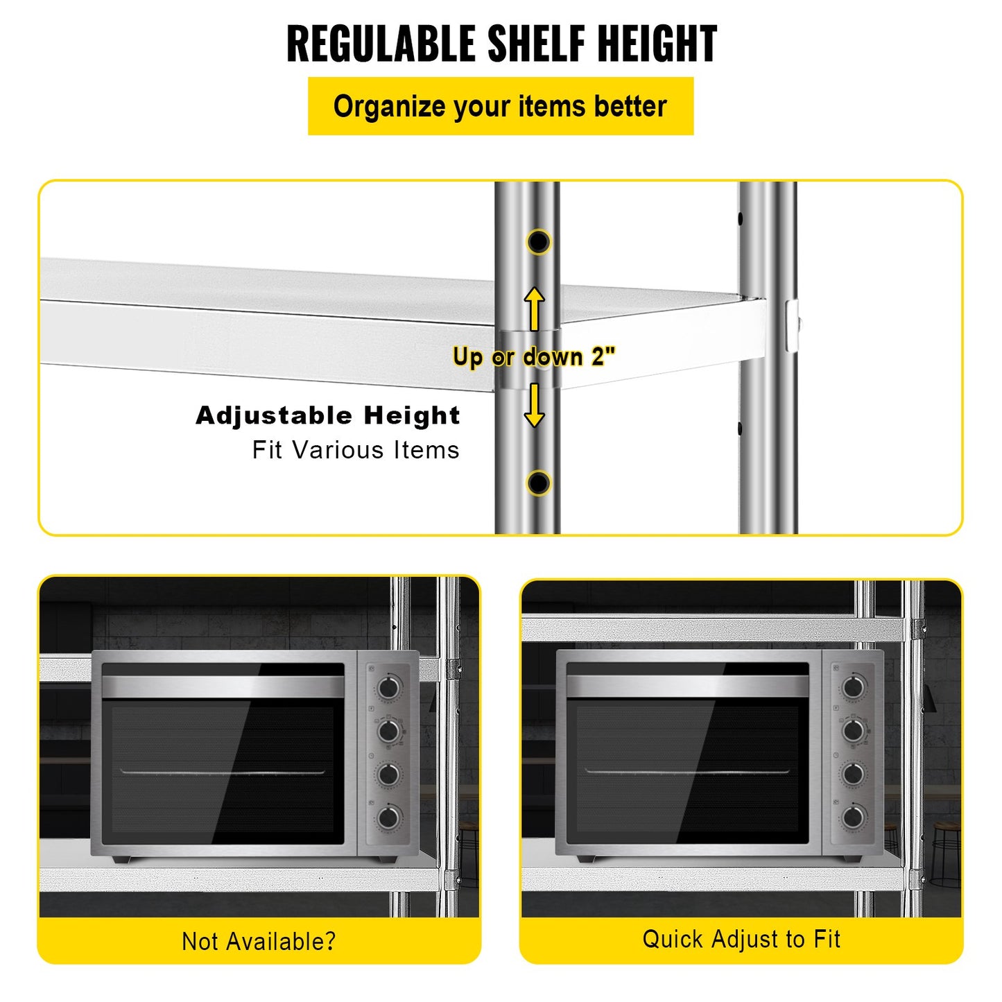 5-Tier Heavy Duty Storage Shelf - Stainless Steel, 1650 lbs Capacity