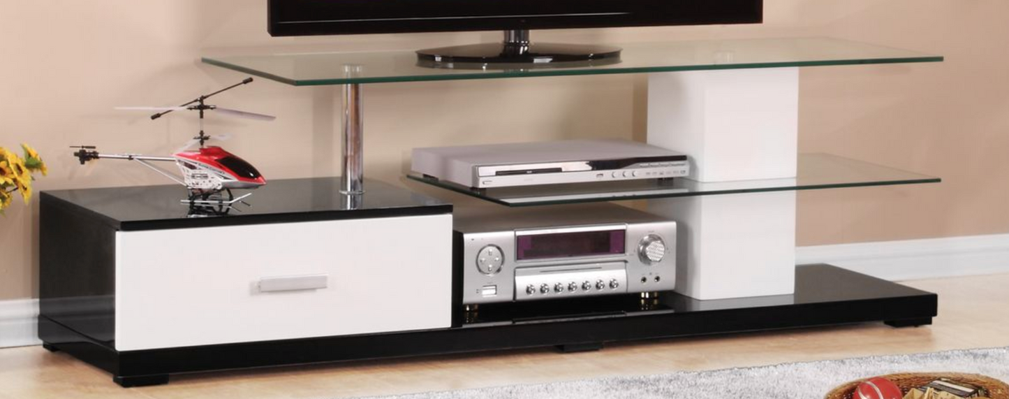 Ivana White & Black Finish TV Stand for 60" TVs