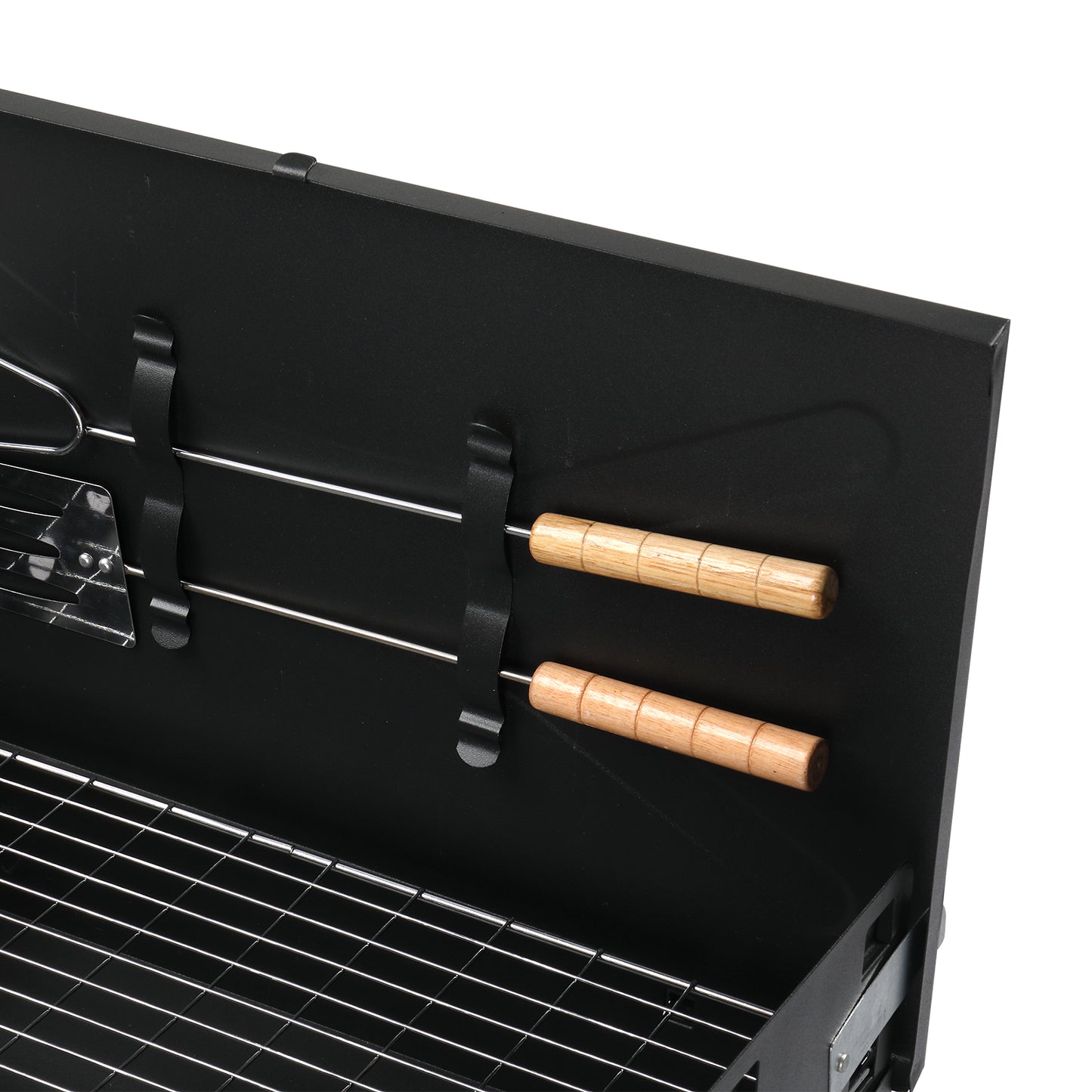 Portable Square Charcoal Grill with Adjustable Height - Black