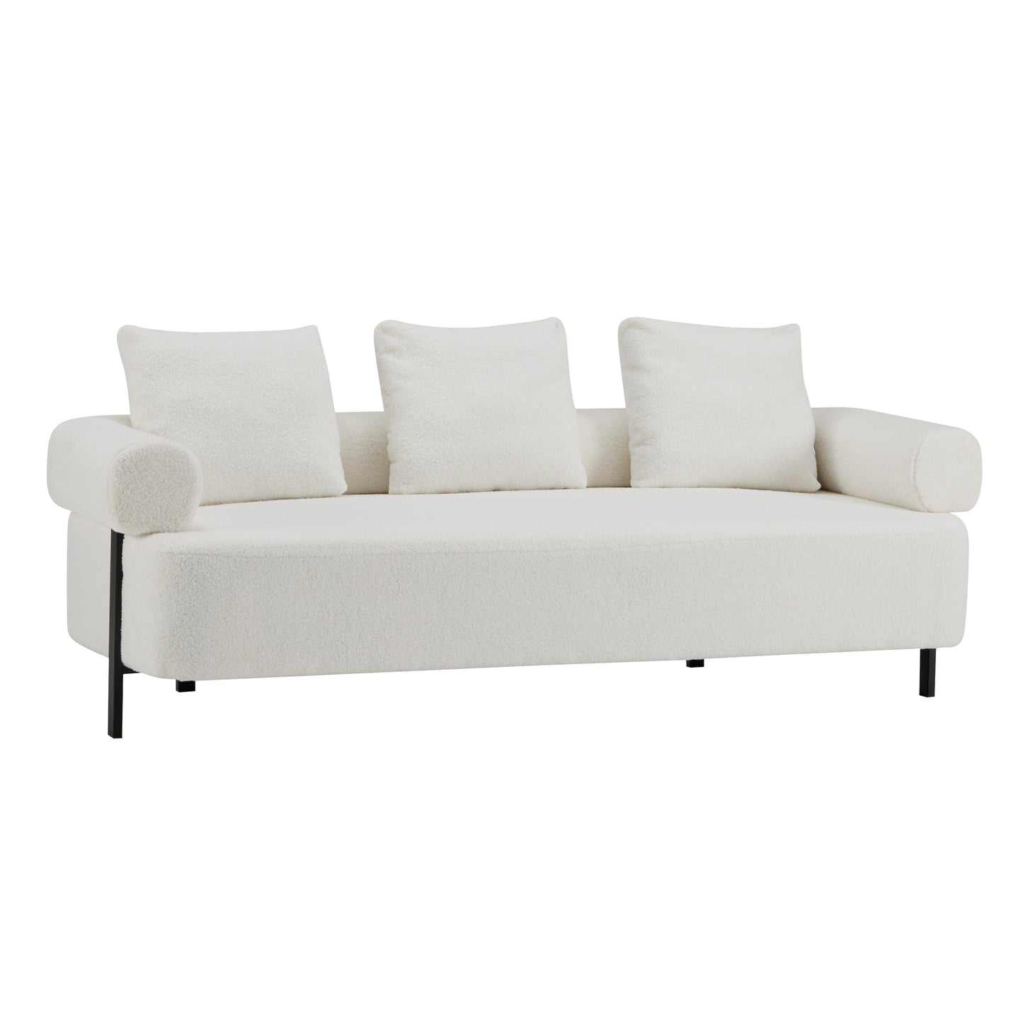 78 Modern 3-Seater Beige Upholstered Sofa, Oversized Comfy Couch With