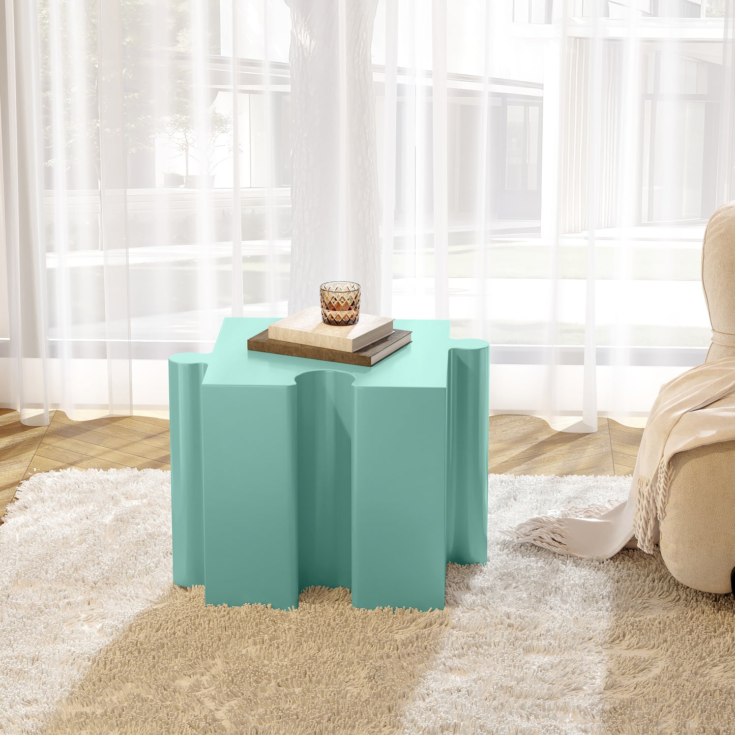 3-Piece Artistic Puzzle Table Set,Modular MGO Side Tables With