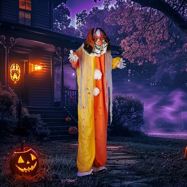 8.2ft Red Eyed Clown Halloween Decoration with LED Lights