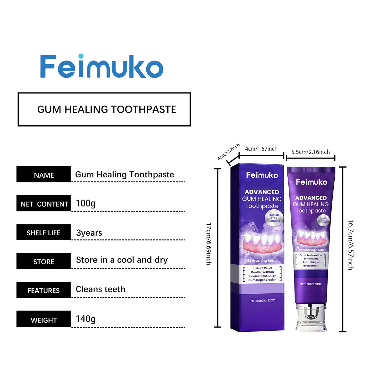 Whitening Toothpaste 100g – Mint Flavor