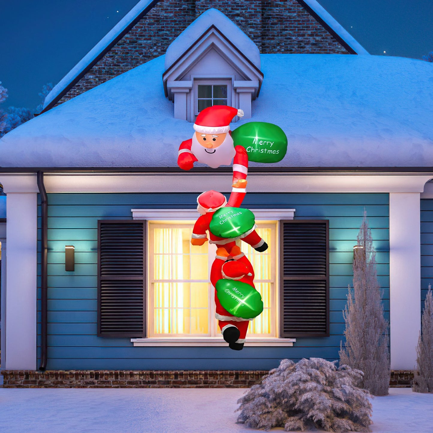 8FT Inflatable Santa Claus with LED Lights - Christmas Decoration