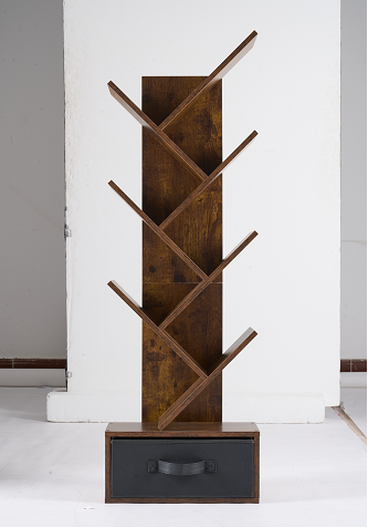 7-Layer Tree Bookshelf - Tall Wooden Bookcase for Small Spaces