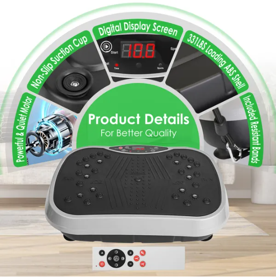 Whole Body Vibration Plate with Resistance Bands - Black