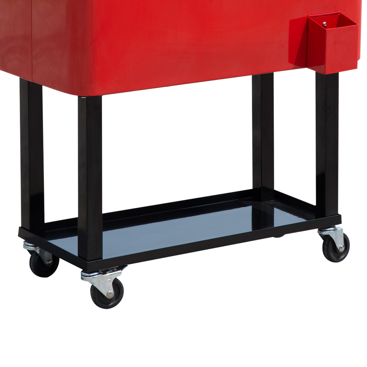 80 QT Rolling Cooler Cart with Wheels - Red Outdoor Drink Cooler