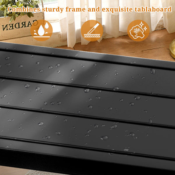 55 Inch Outdoor Bar Table with Adjustable Feet - Rectangle Narrow Counter Height Table for Patio Garden Balcony Black