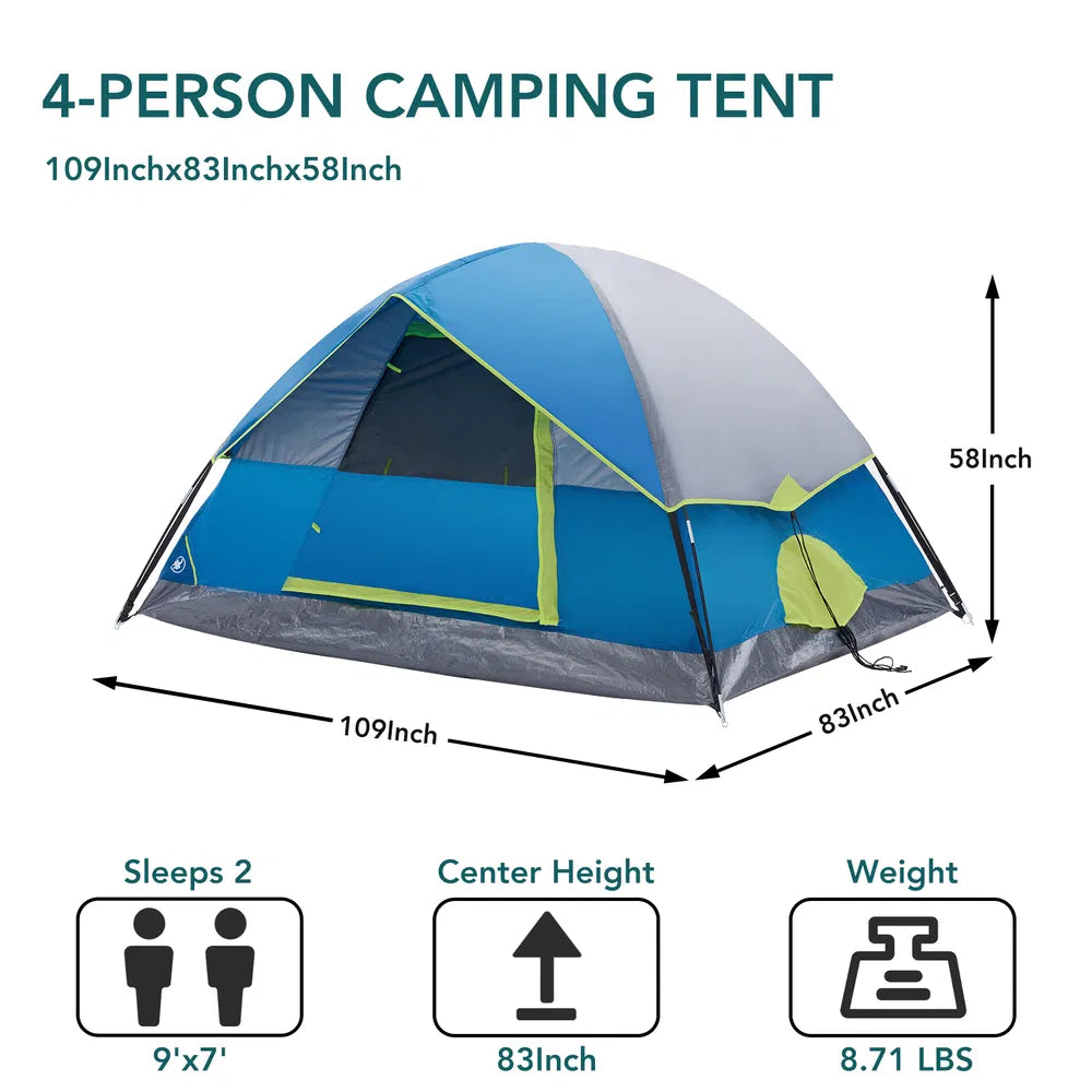 Portable Camping Tent with Mesh Windows & Skylights - Lightweight Dome Shelter for Outdoor & Backpacking