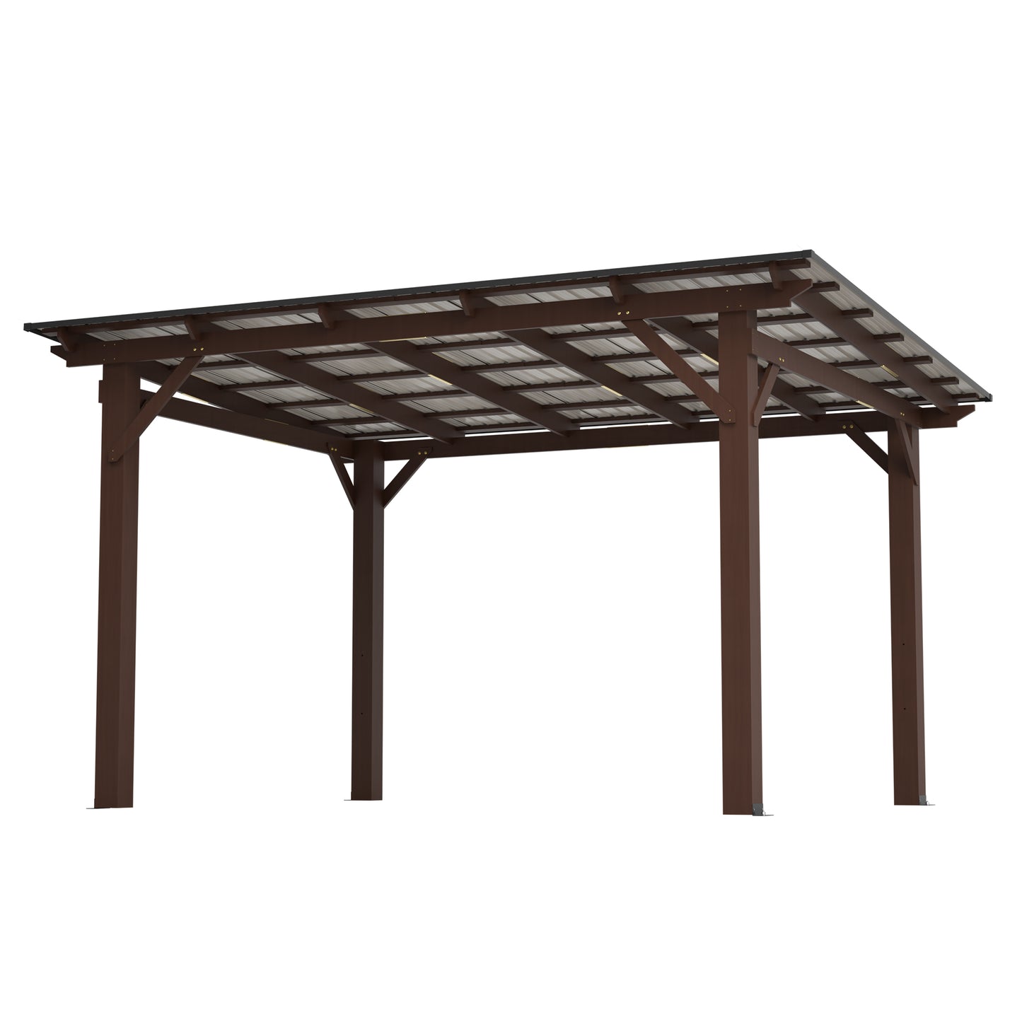 13x10ft Wooden Garden Gazebo with Metal Roof - Brown