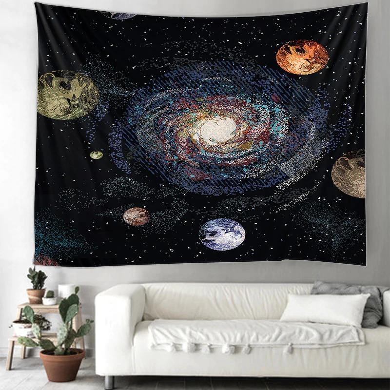 Printed Solar System Wall Hanging Tapestry Multifunctional Sitting Blanket Home Decor
