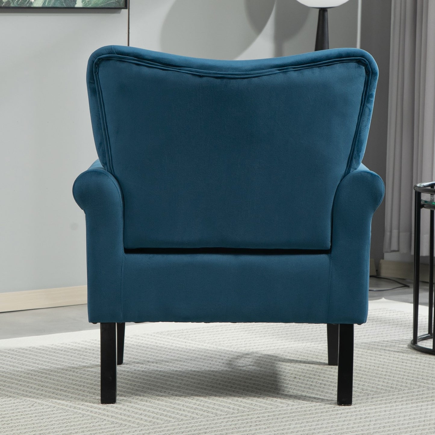 Mid-Century Modern Wingback Accent Chair, Upholstered Fabric Armchair