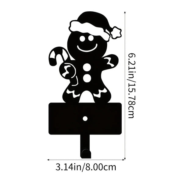 Gingerbread Man Metal Key Hooks - Christmas Wall Decor (2 Pcs)