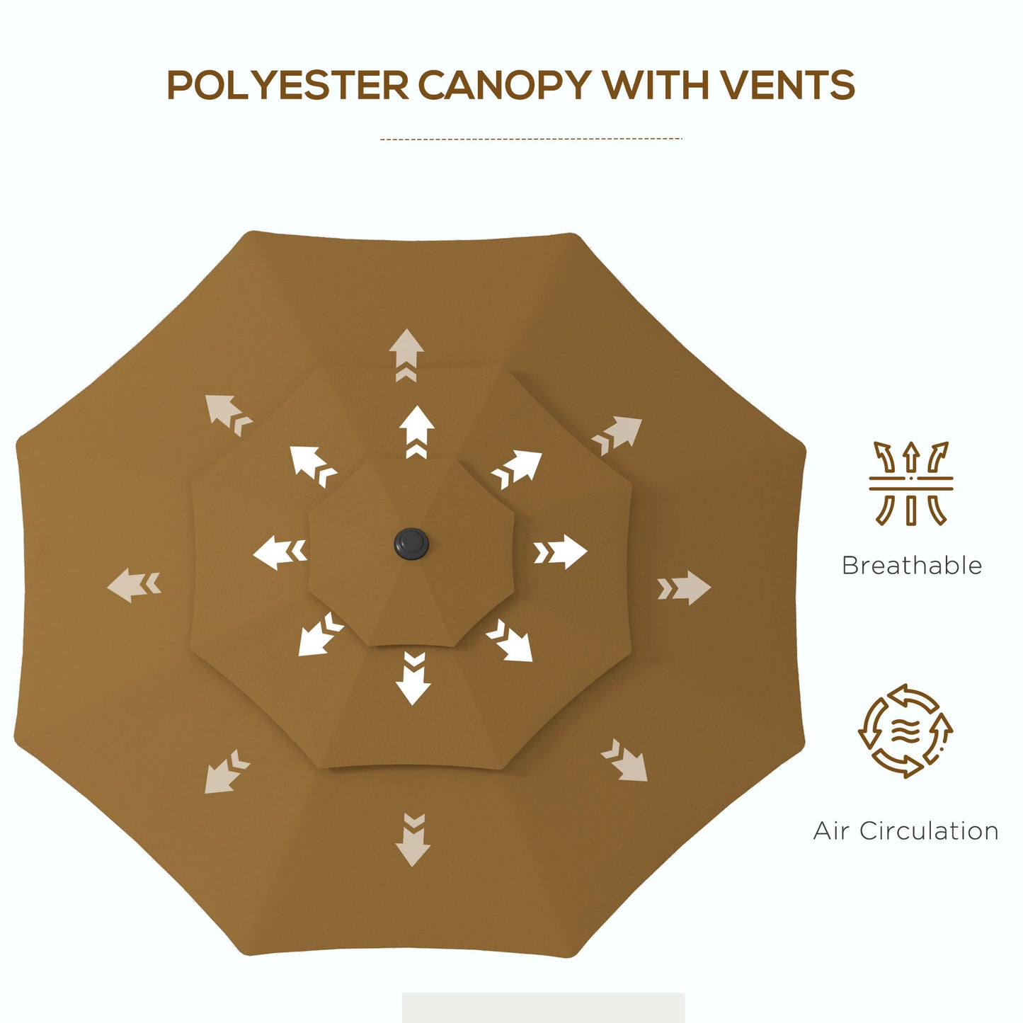 9FT Tan Outdoor Patio Umbrella with Crank & Push Button Tilt