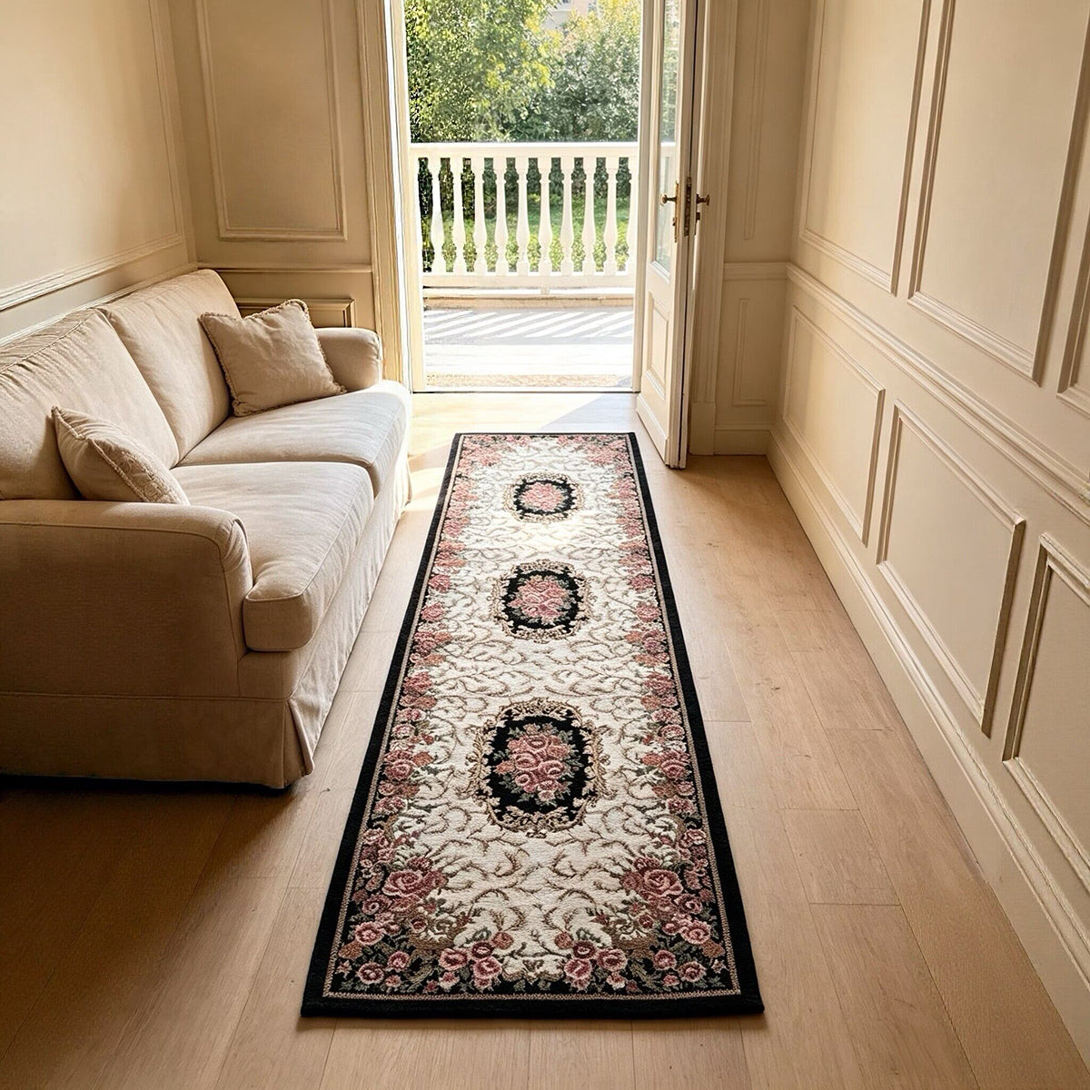 European Style Runner Rug 50x180cm Dark Blue Bedroom Floor Mat