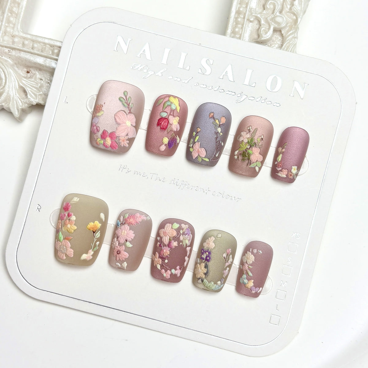 Matte Vintage Nail Art Stickers for Manicure - Embroidered Flower Designs