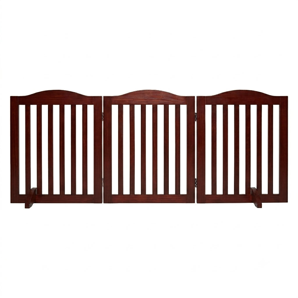 Wooden Freestanding Foldable Dog Gate - 24 Inch, 3 Panels, Room Divider