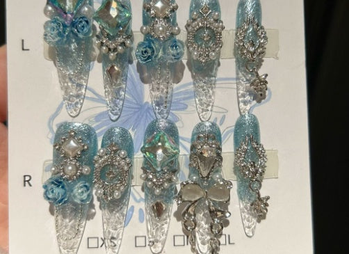 Glass Nail Tips Shattered Ice Design for Nail Art - Princess Series