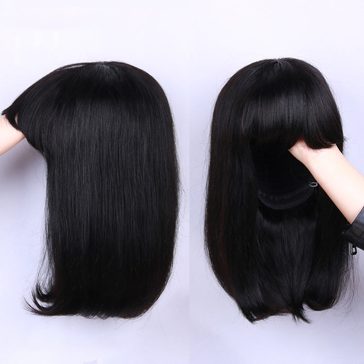Human Hair Bob Wig with Bangs - Natural Style, Multiple Lengths & Colors
