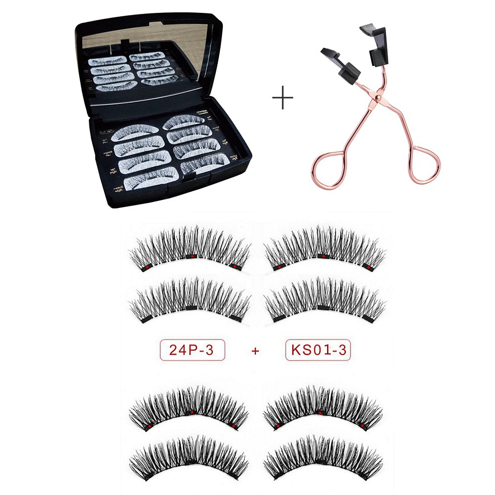 Magnet Eyelash Suit Natural & Thick False Eyelashes with Tweezers Set
