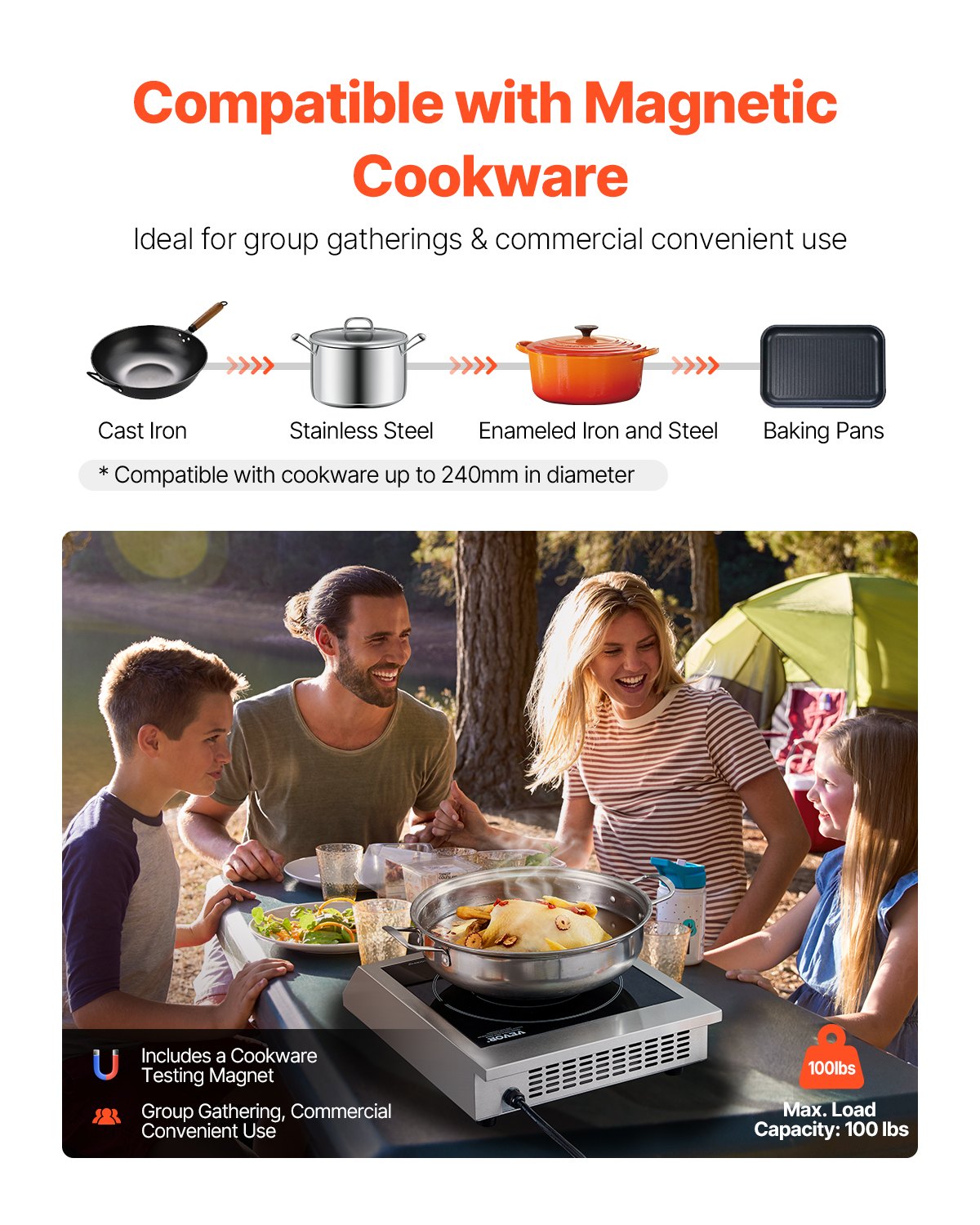 Portable 1800W Induction Cooktop with 9 Temp Levels for Fast Cooking