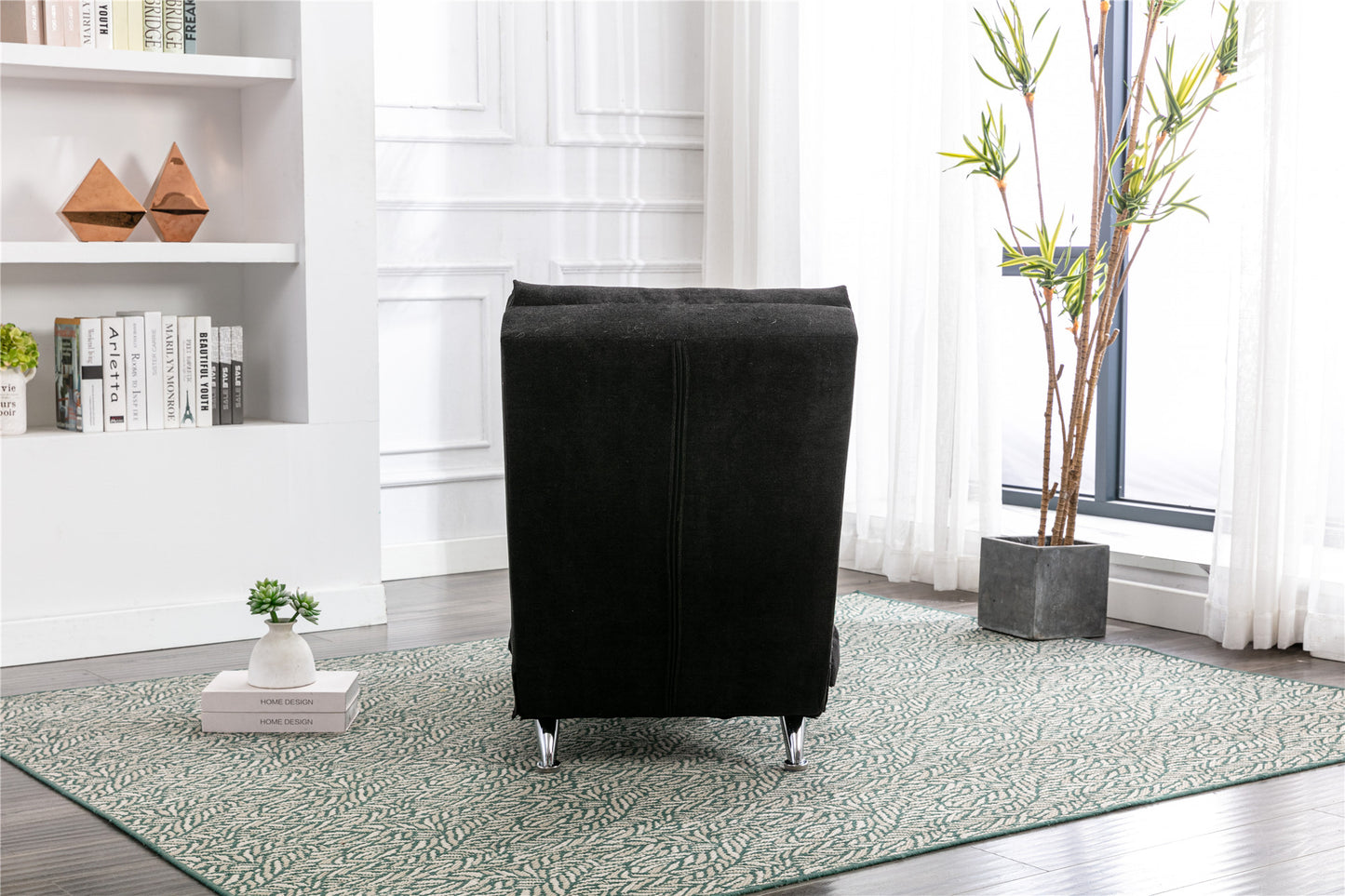 Luxury Upholstered Chaise Lounge Chair with Vibration - Black
