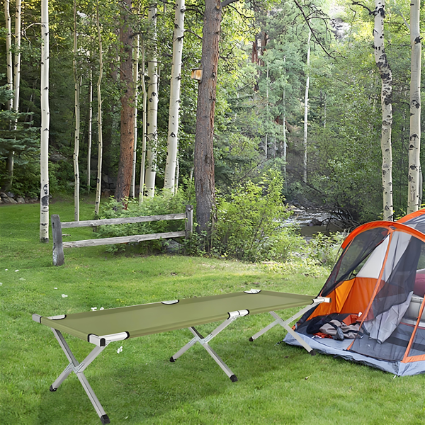 Portable Folding Camping Cot with Carrying Bag - Army Green