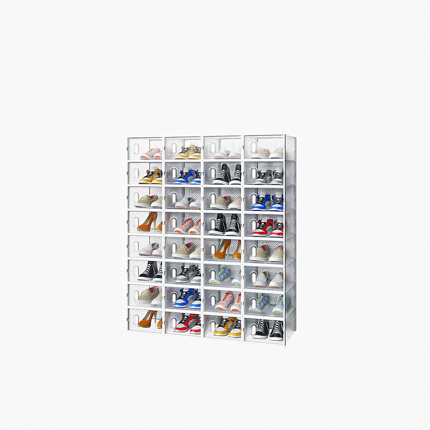 White Small 32PCS 33x23x14cm, Shoebox, Plastic, Grid, Free Combination
