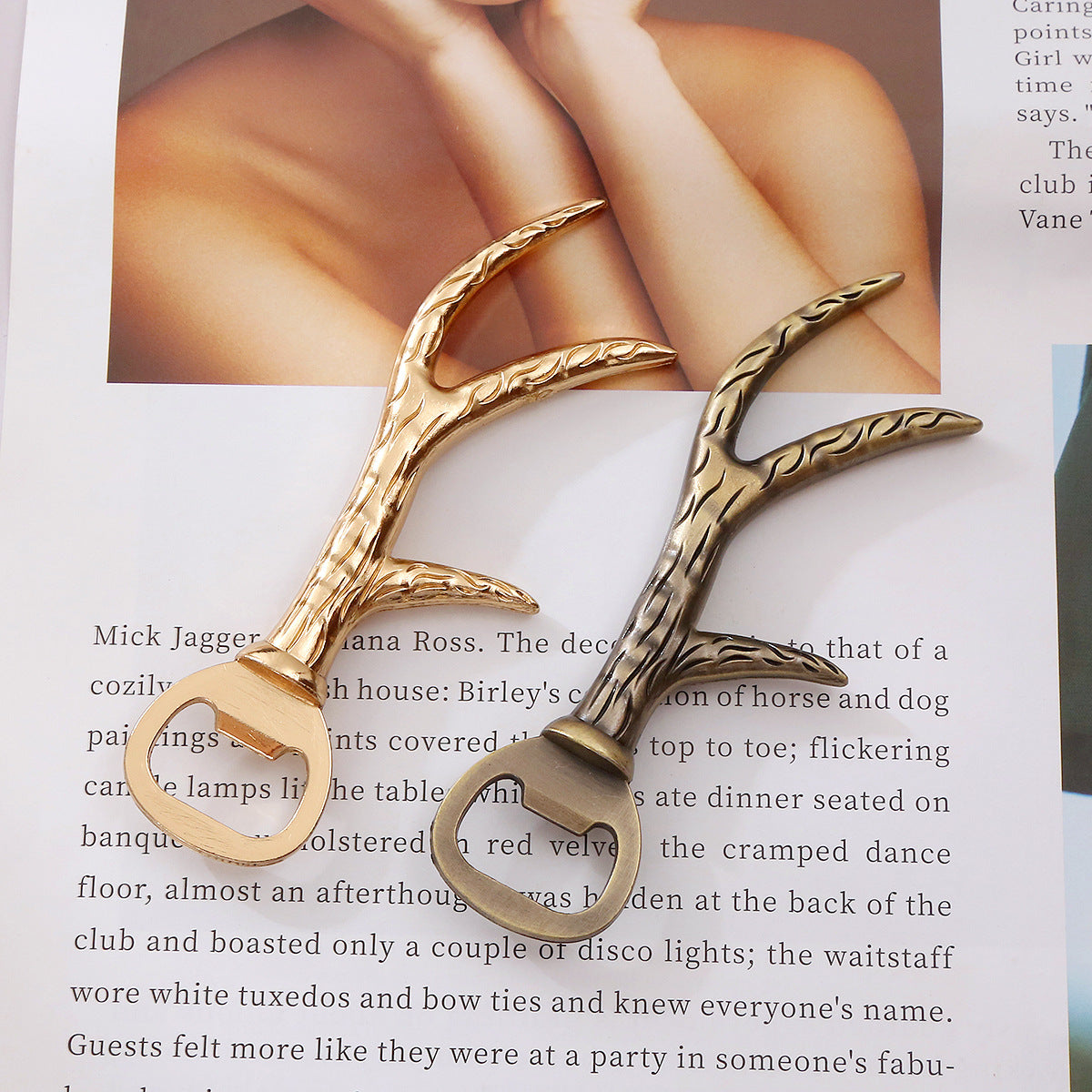 Creative European Beer Bottle Opener with Zinc Alloy Finish - Christmas Antler Design