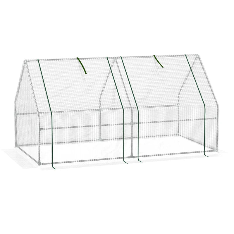 Portable Mini Greenhouse for Garden, White with Large Zipper Doors and UV PE Cover
