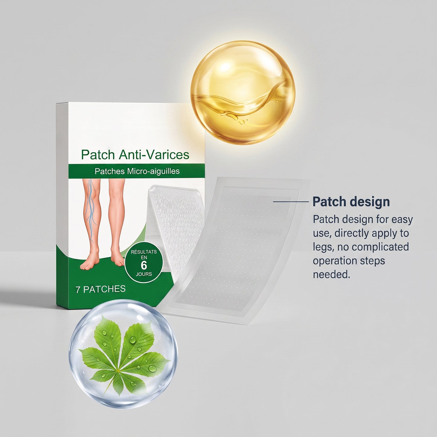 Leg Soothing Patches for Skin Relief - 7 Pack Natural Topical Relief