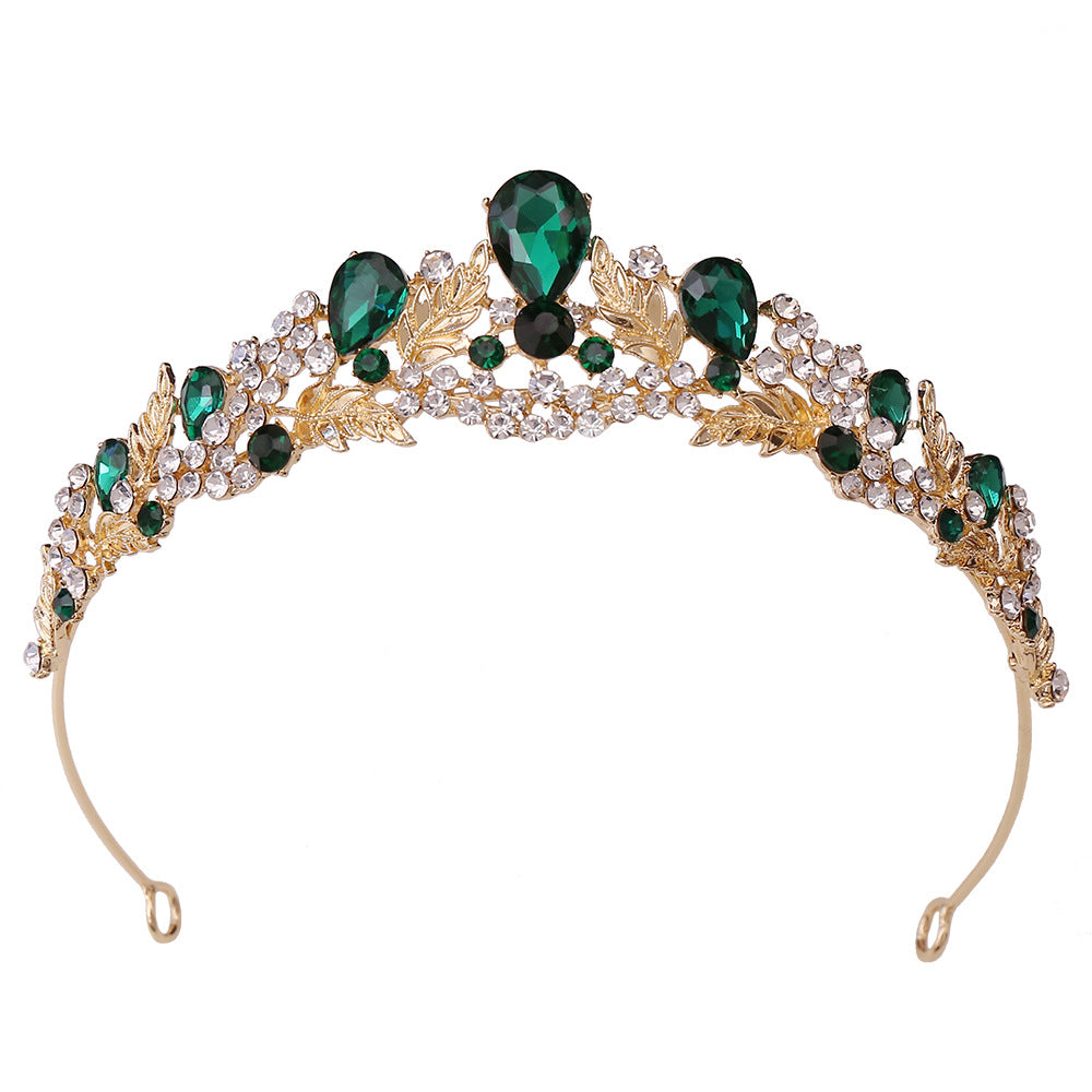 Bridal Rhinestone Tiara with Leaf Design