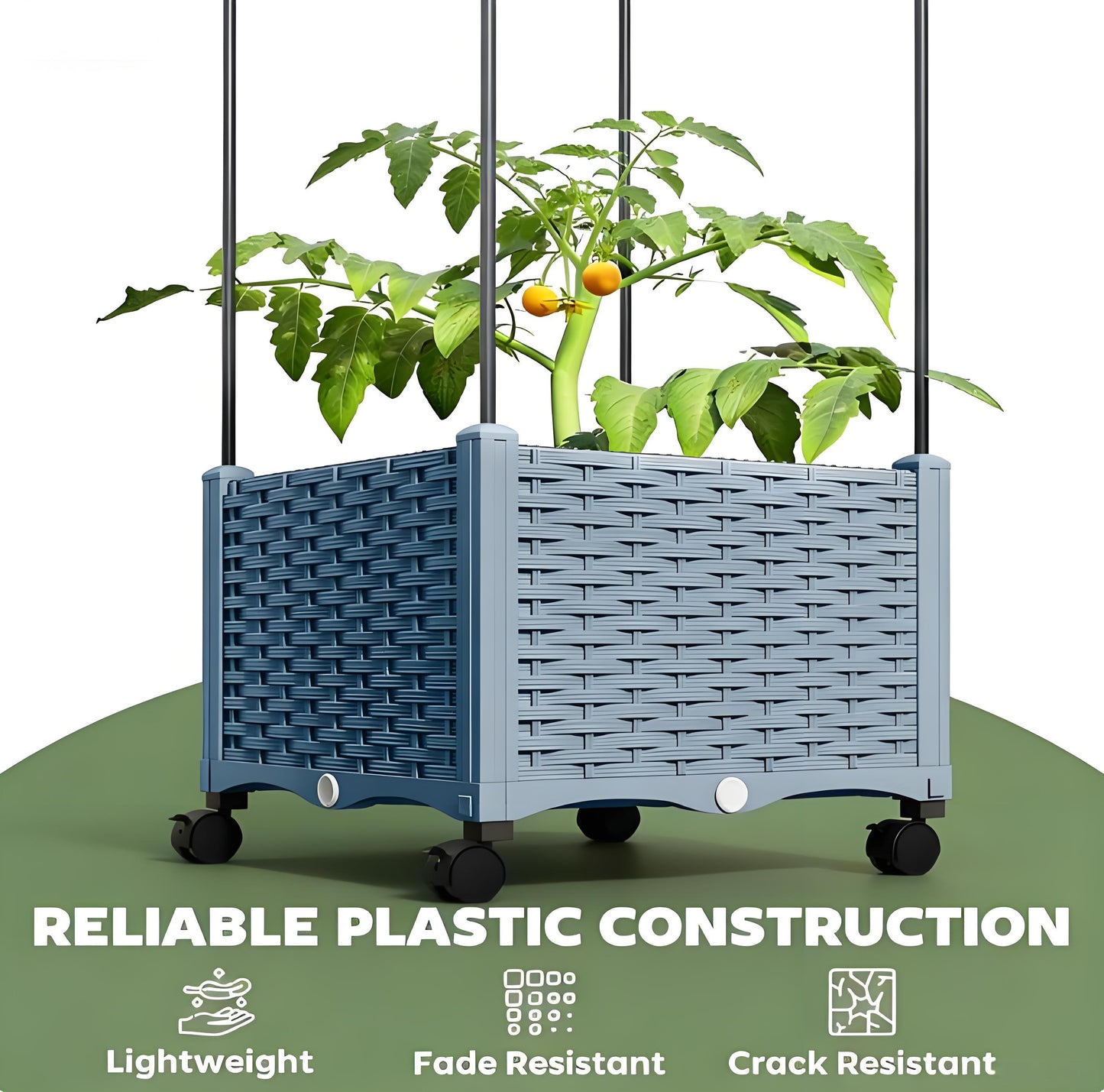 Mobile Raised Garden Bed with Adjustable Trellis - Gray