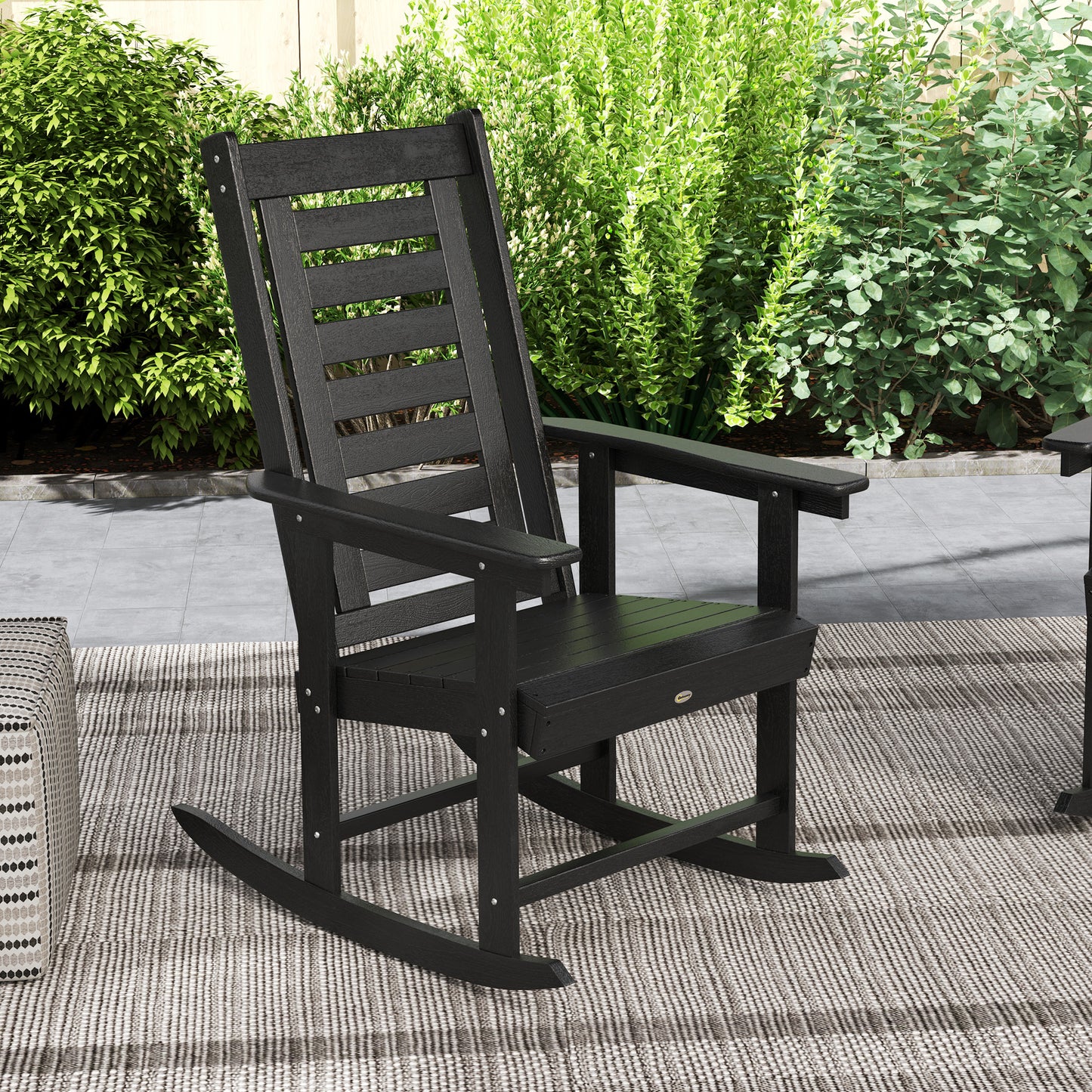 2-Piece Outdoor Rocking Chair Set - Black HDPE Rockers